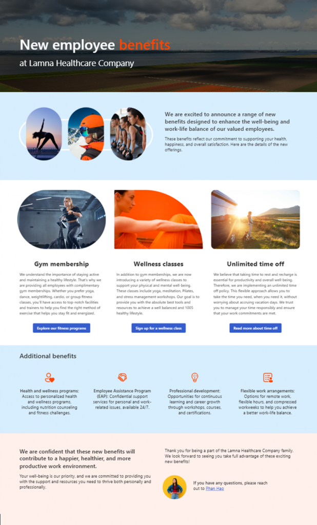 Clear and engaging HR page.